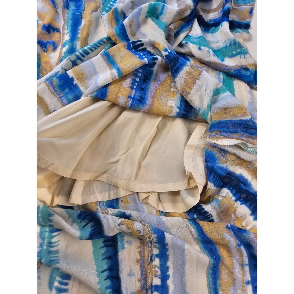 Lulus boho tie die high slit lined tiedye sundress EUC XS Ombre blue white - Picture 5 of 10